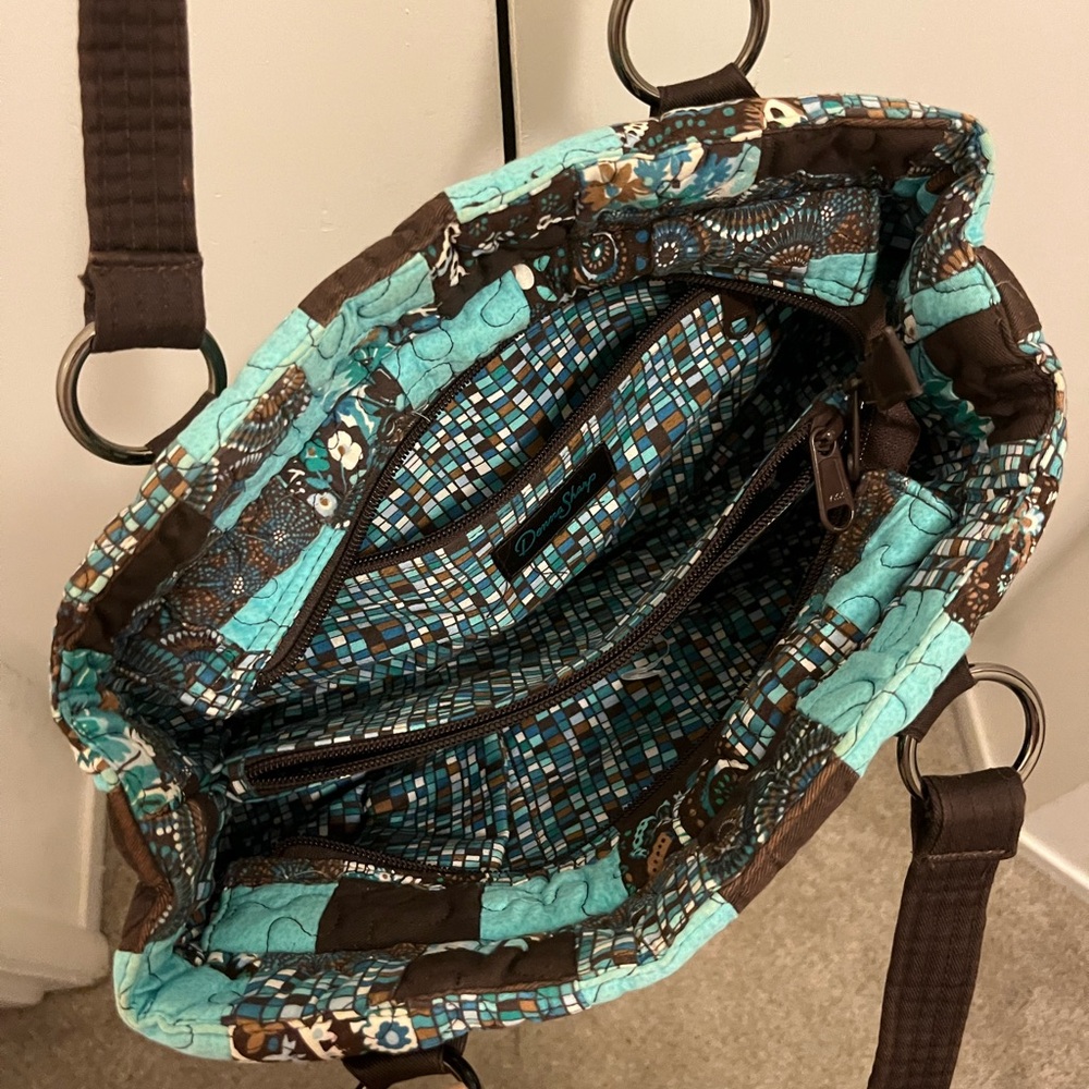 Donna Sharp Blue And Brown Patchwork Shoulder Bag - image 5